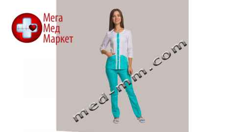 Купить Медицинский костюм Милан белый/мятный №1019 цена, характеристики, отзывы